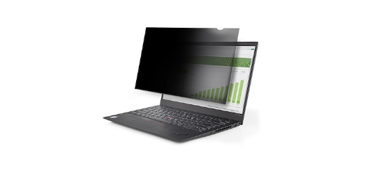 Laptop with black privacy screen